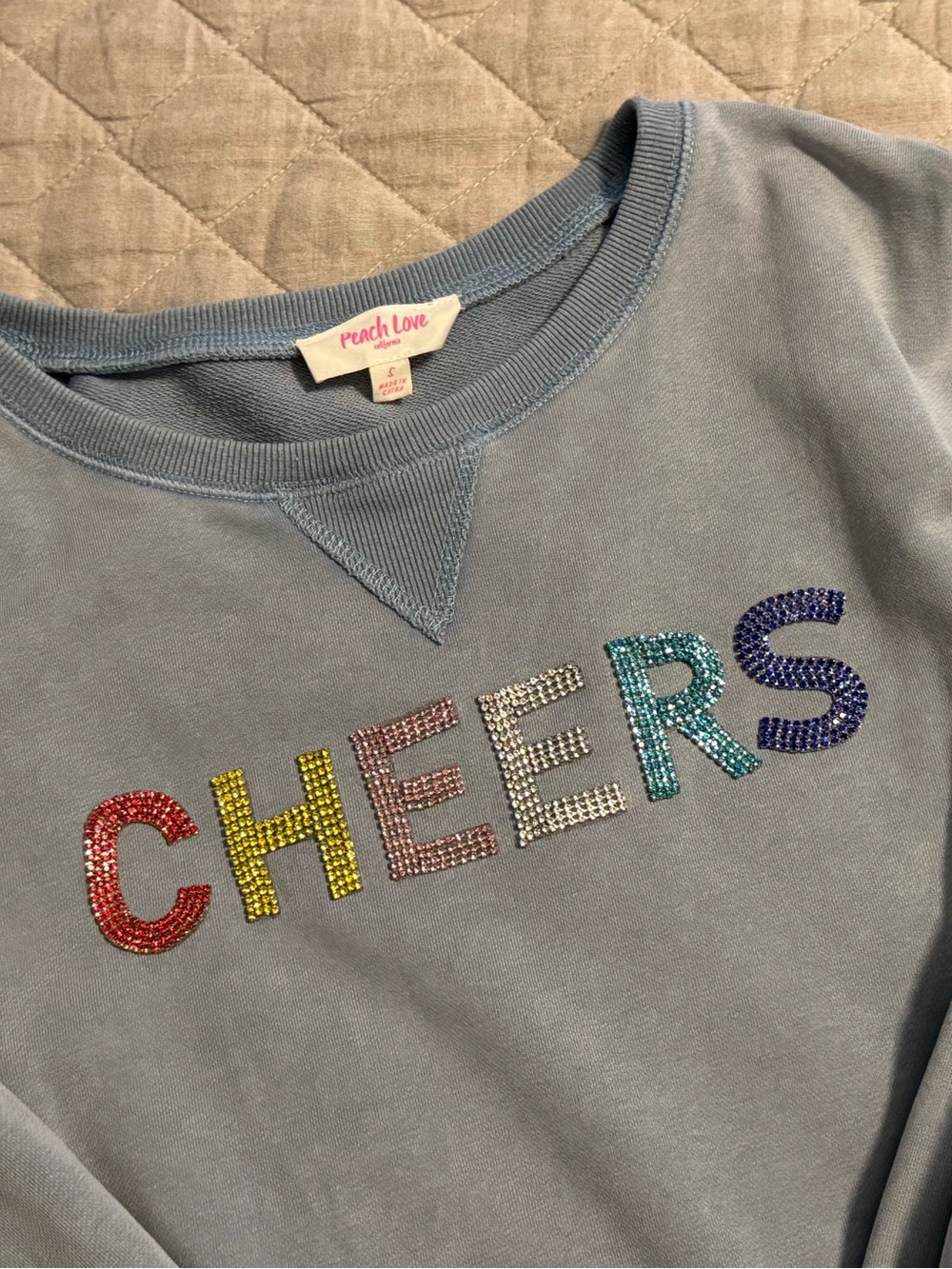 Peach Love Cheers Rhinestone Sweatshirt - Picture 3 of 5